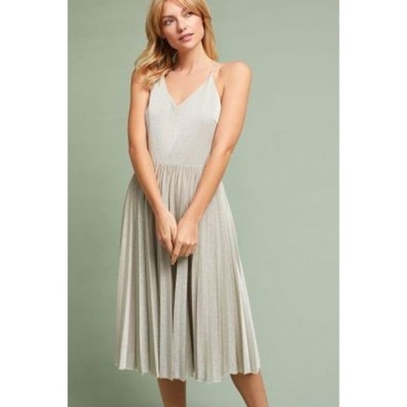 Anthropologie Elevenses Lunar Pleated Midi Dress Size 2 - Picture 1 of 12